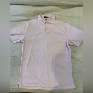 Peter Millar, pink & white performance jersey polo, size large, crown crafted